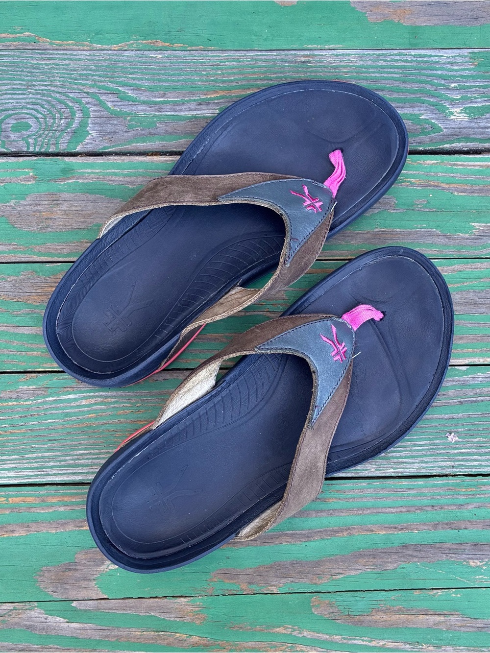 Kuru Kala Flip Flop Sandals Brown  Leather Comfort Orthotic Womens Sz 8